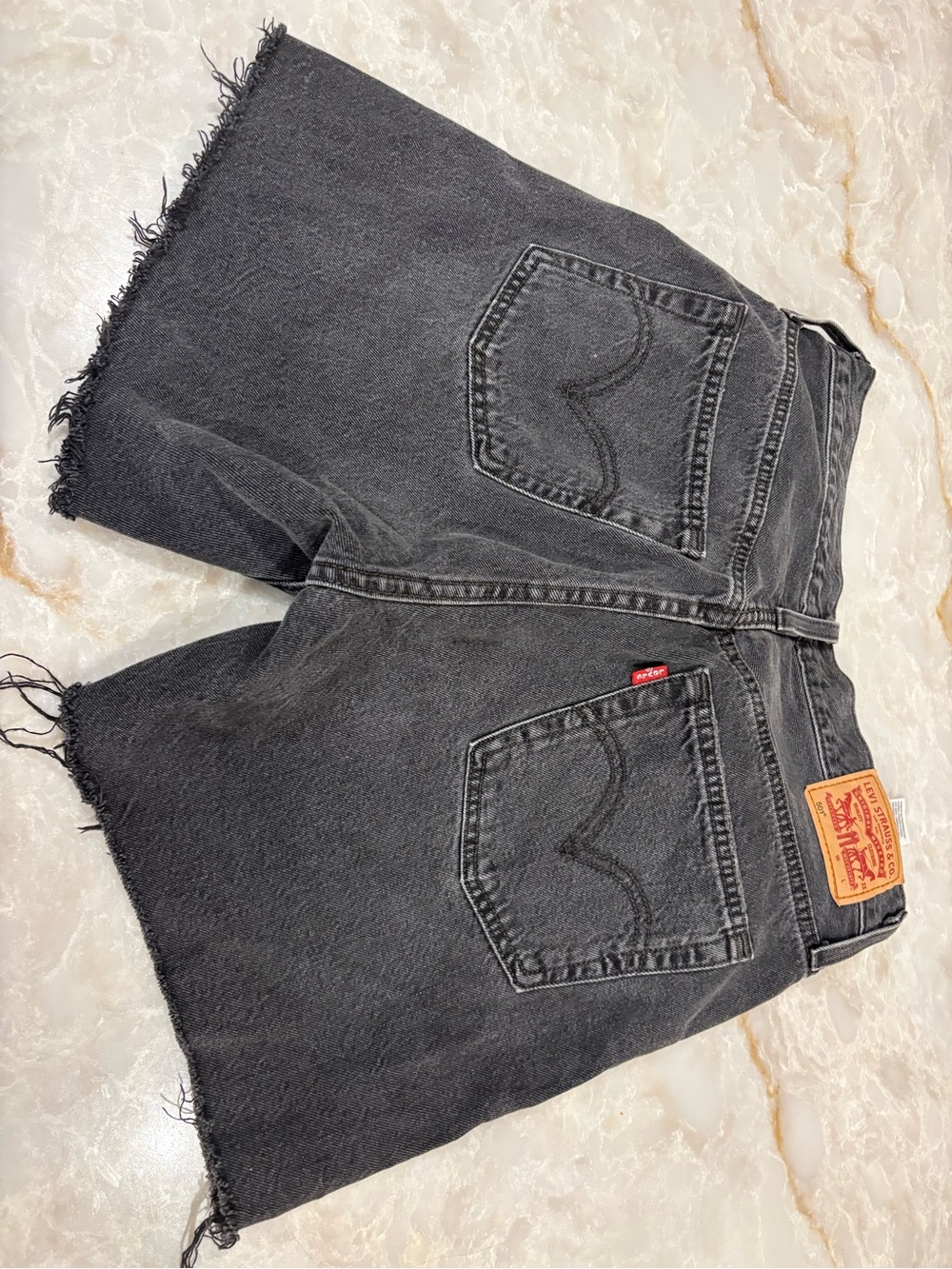 Levi’s Size 29 Black Distressed Denim Cutoff Shorts Button Fly